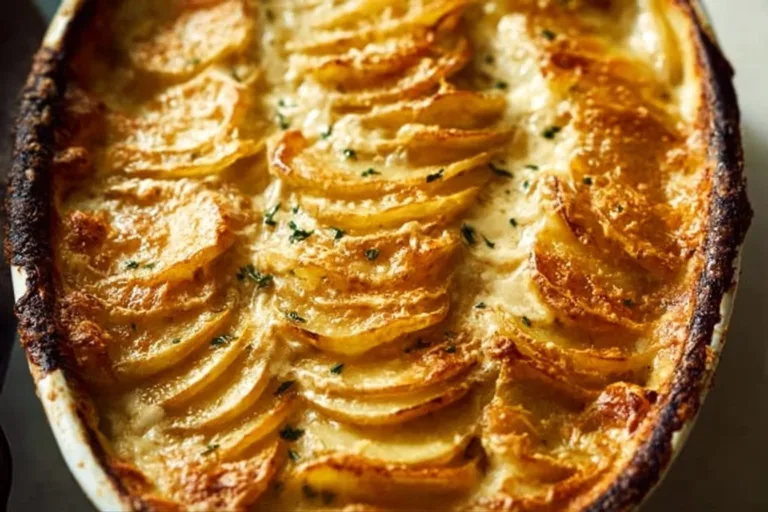 Deliciously creamy scalloped potatoes baked to perfection with cheese.