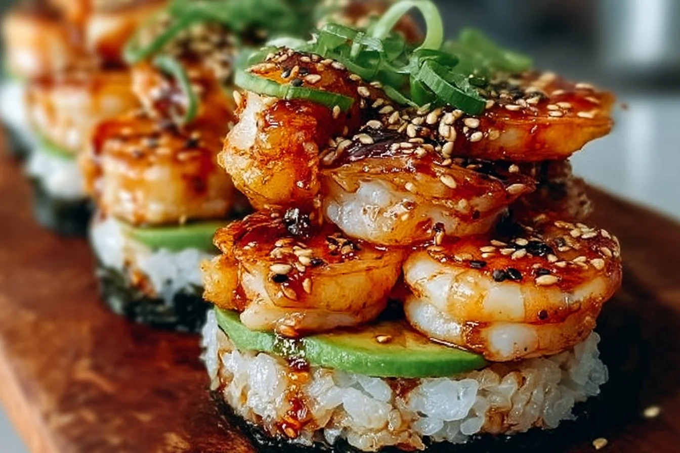 Spicy Shrimp Sushi Stacks