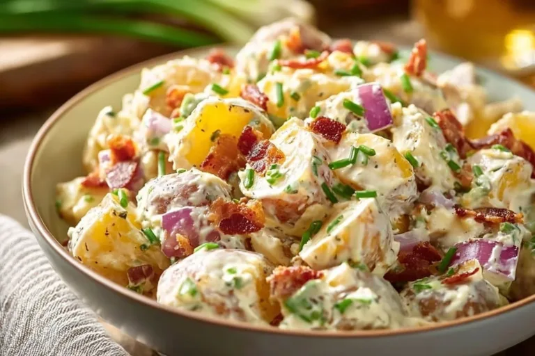Creamy steakhouse potato salad served as a delicious side dish