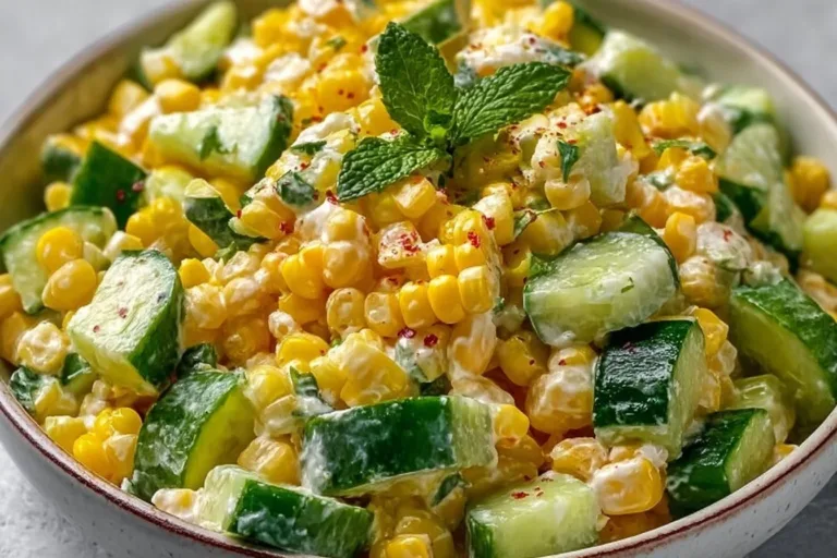 Creamy cucumber salad with street corn, ideal for summer meals