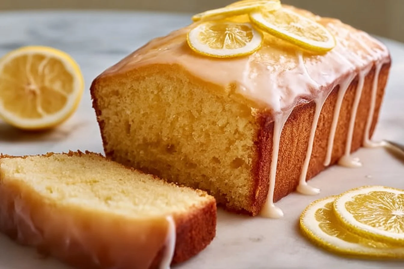 Delicious sourdough discard lemon loaf on a rustic table