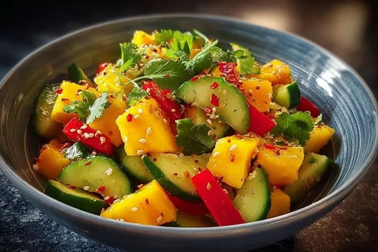 Delicious Thai Mango Cucumber Salad with vibrant colors and fresh ingredients