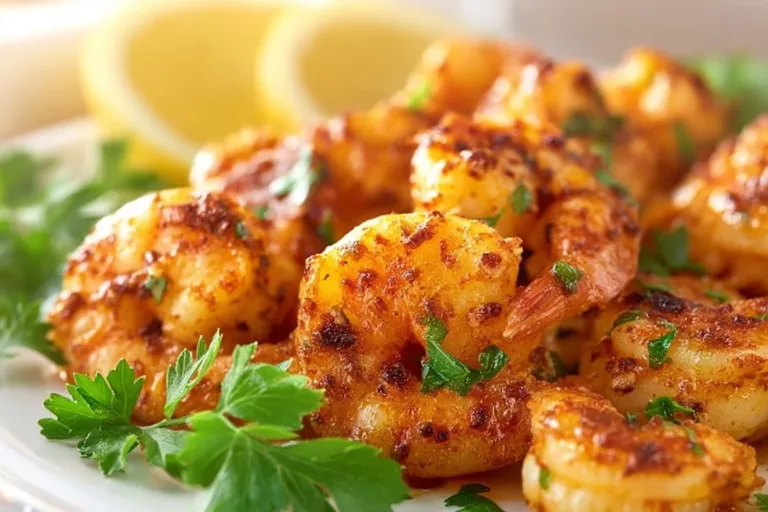 Deliciously cooked air fryer shrimp served with garnishes