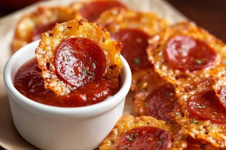 Bowl of crispy 2-ingredient pepperoni chips ready to be served