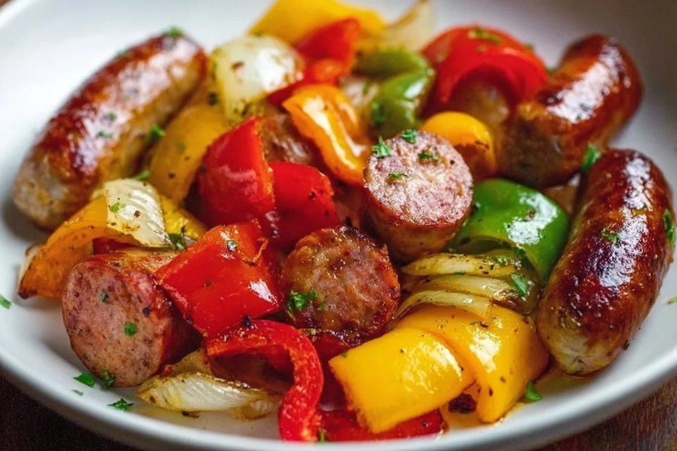 This air fryer sausage and peppers recipe is the ideal quick weeknight dinner! It's healthy…
