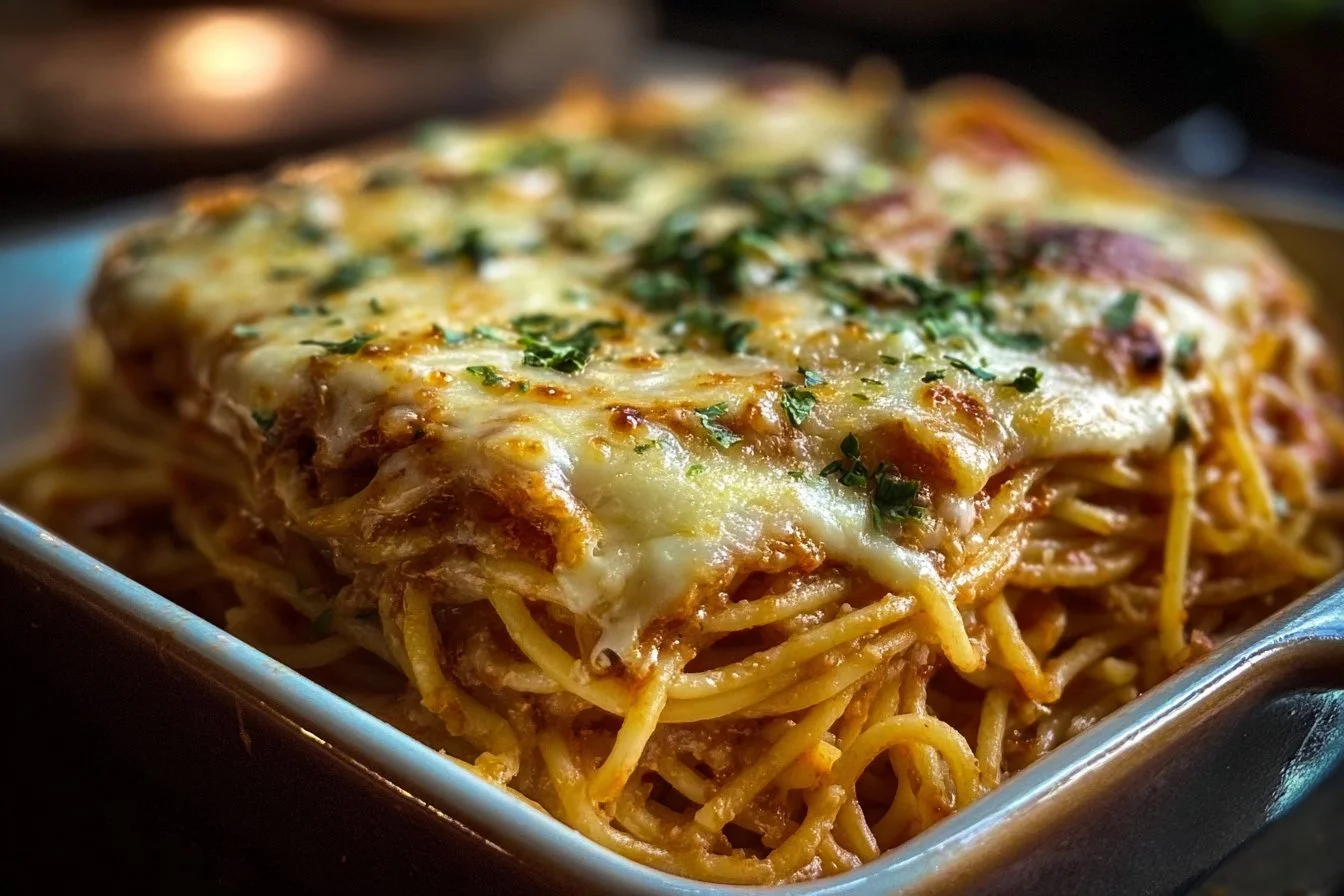 Baked Cream Cheese Spaghetti Casserole