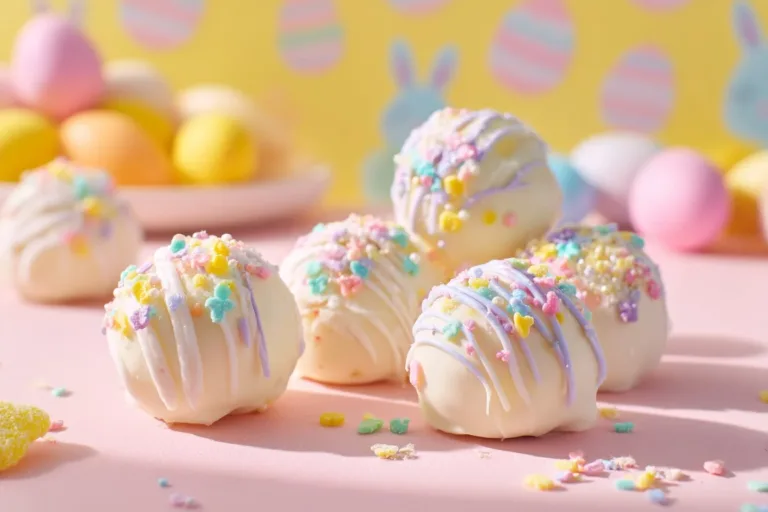 Delicious Banana Pudding Easter Truffles decorated for spring celebrations
