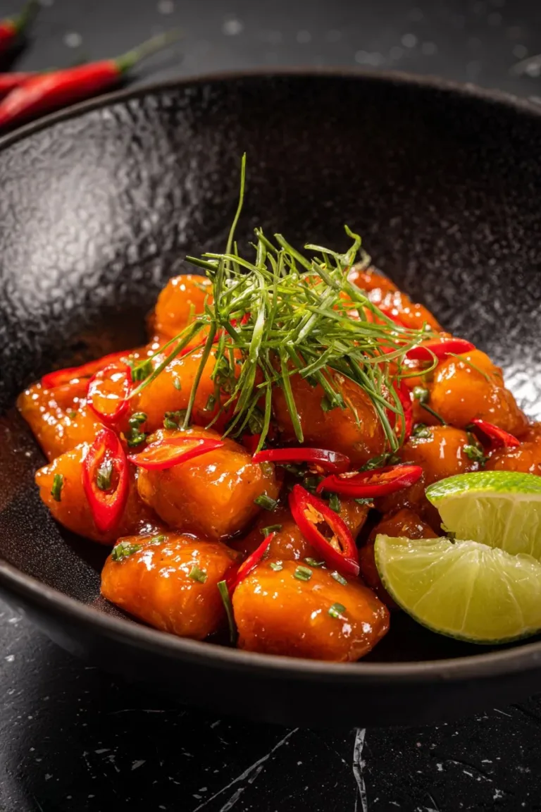 Delicious Bang Bang Salmon Bites served on a plate