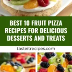 Colorful fruit pizza topped with fresh fruits and creamy frosting