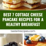 Delicious cottage cheese pancakes served with fresh fruits and maple syrup