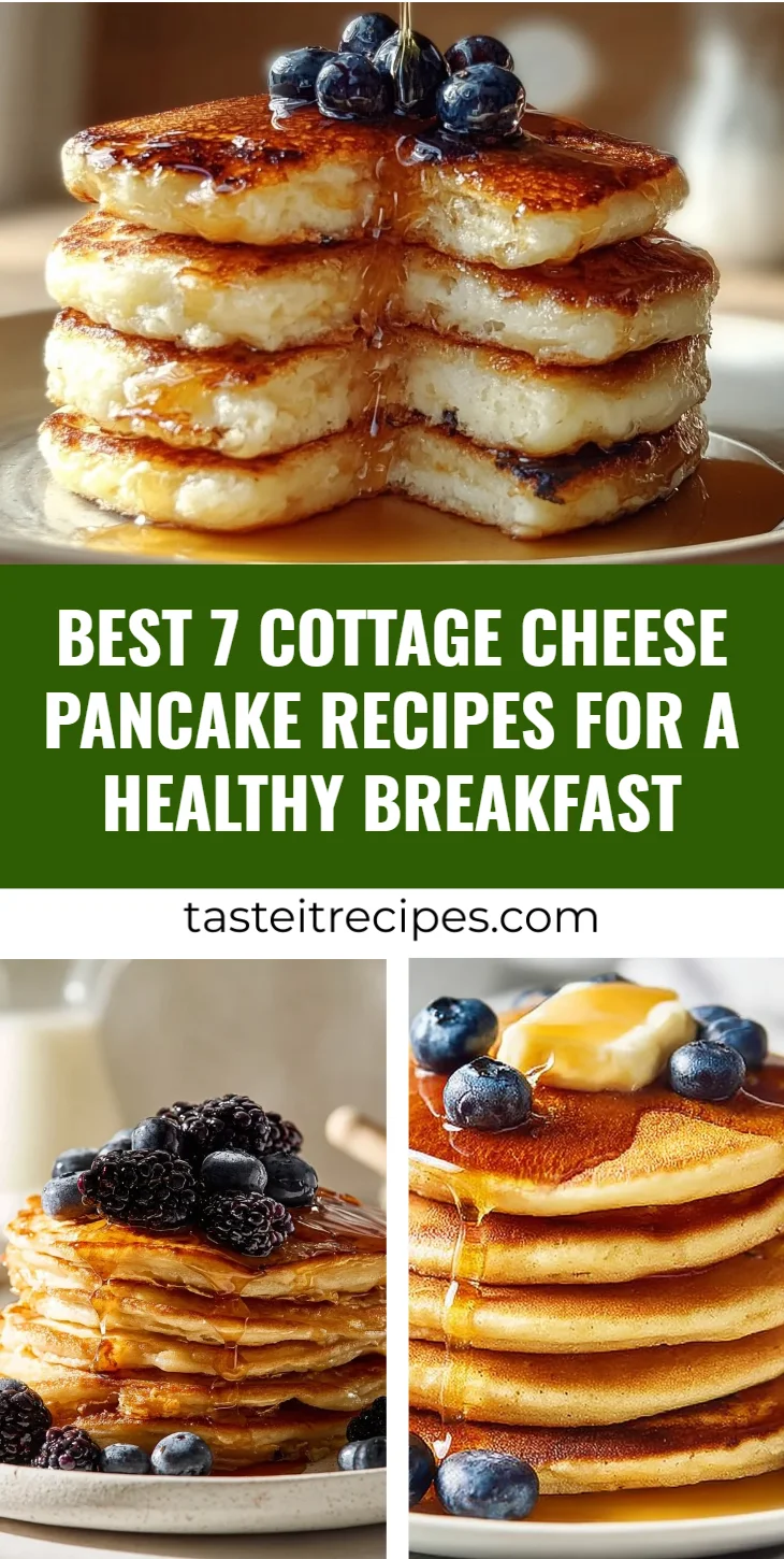 Delicious cottage cheese pancakes served with fresh fruits and maple syrup