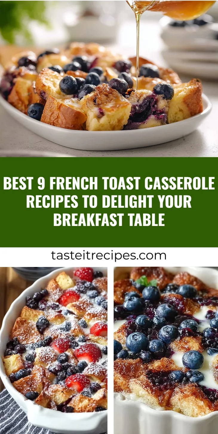 Delicious French toast casserole served on a breakfast table