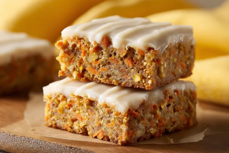 Delicious carrot cake bars sliced and ready to serve.