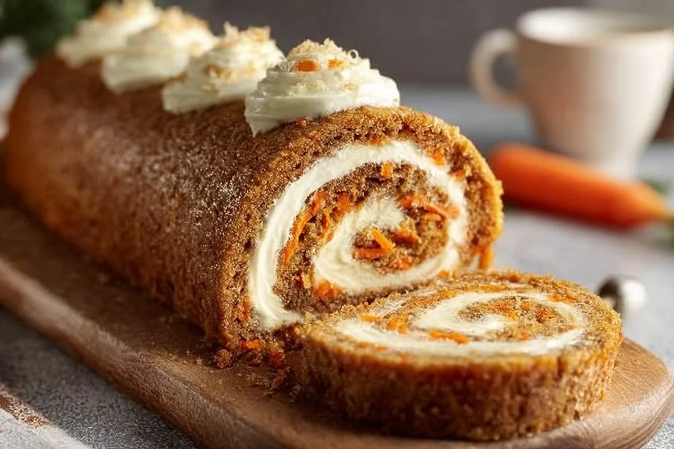 Carrot Cake Roll with Cream Cheese Frosting Filling