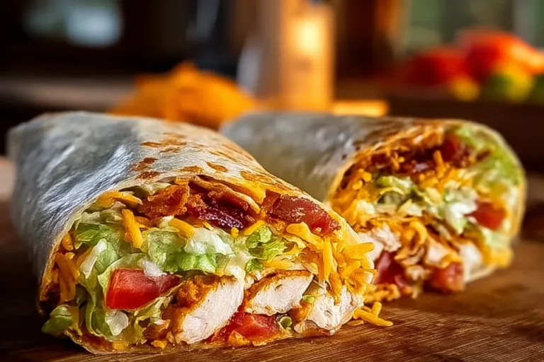 Delicious Chicken Bacon Ranch Crunchwrap with crispy bacon and ranch dressing