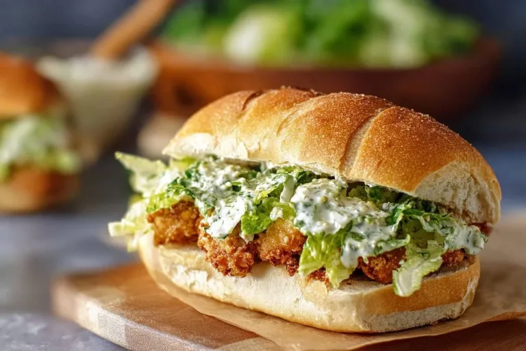 Delicious Chicken Caesar Sandwich with grilled chicken and romaine lettuce