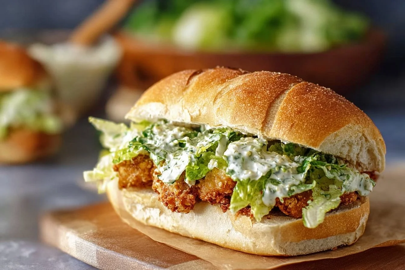 Delicious Chicken Caesar Sandwich with grilled chicken and romaine lettuce