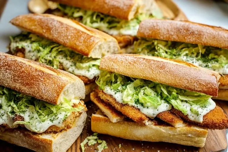 Delicious Chicken Caesar Sandwich with crispy chicken, Caesar salad, and Parmesan cheese