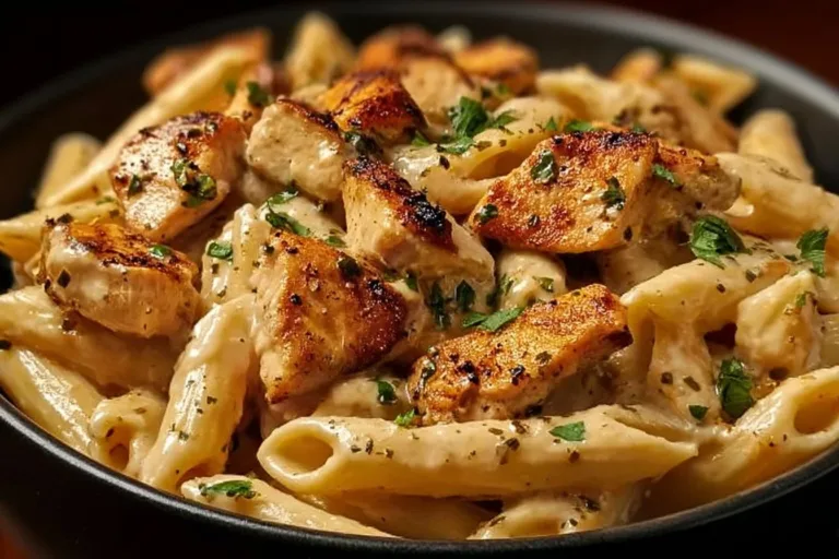 Creamy Cajun Chicken Pasta served on a plate with herbs and spices garnish