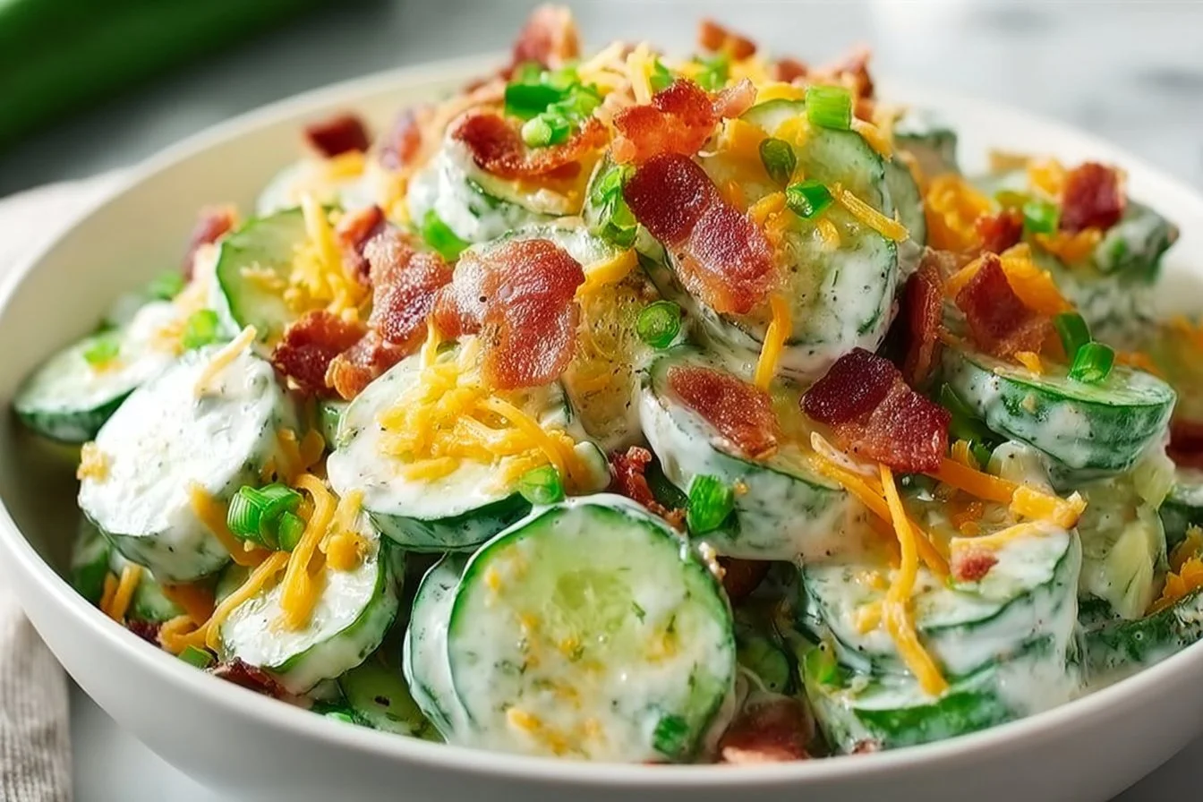 Delicious Cucumber Ranch Crack Salad with fresh veggies and ranch dressing