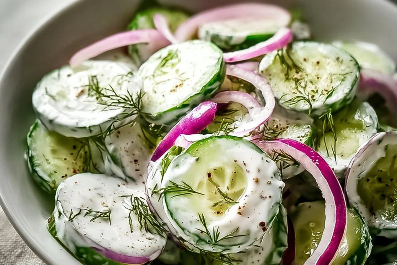 Dill Yogurt Cucumber Salad with fresh dill and yogurt dressing