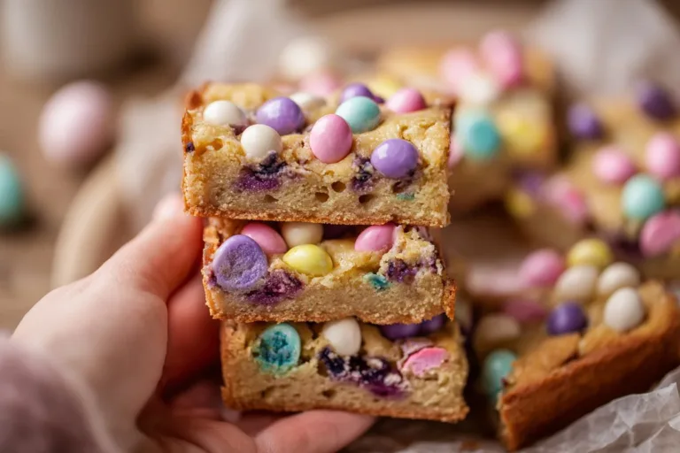 Delicious Easter Cake Mix Cookie Bars topped with colorful sprinkles