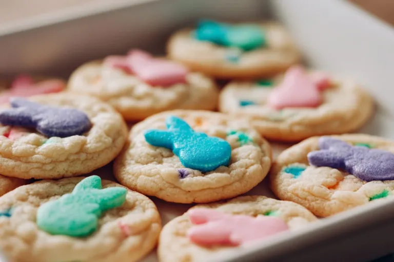 Colorful Easter cookies decorated with icing and sprinkles for the holiday celebration.