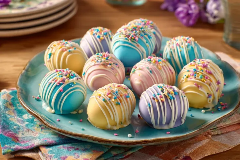 Colorful Easter Egg Oreo Balls decorated for spring festivities