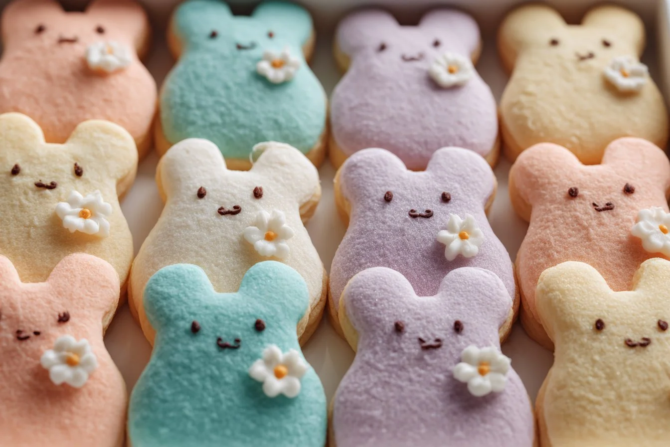 Beautifully decorated Easter Sugar Cookies in pastel colors