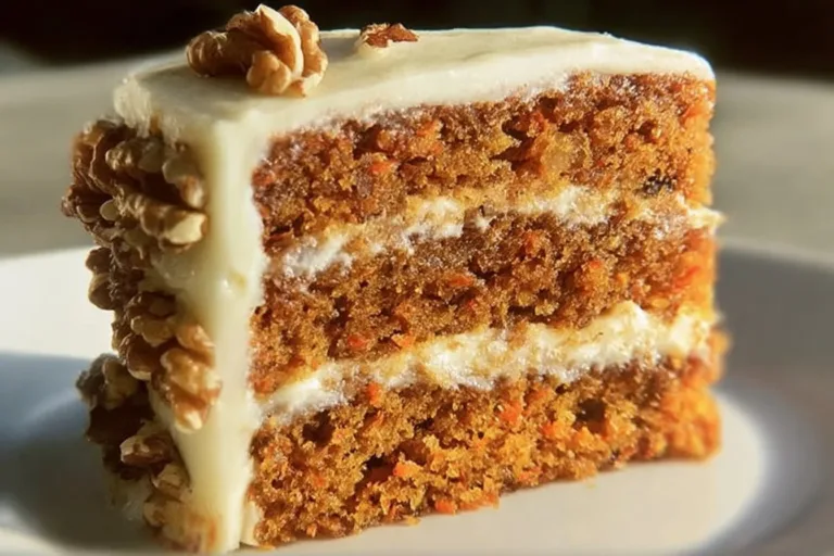 Easy homemade carrot cake with cream cheese frosting and fresh carrots