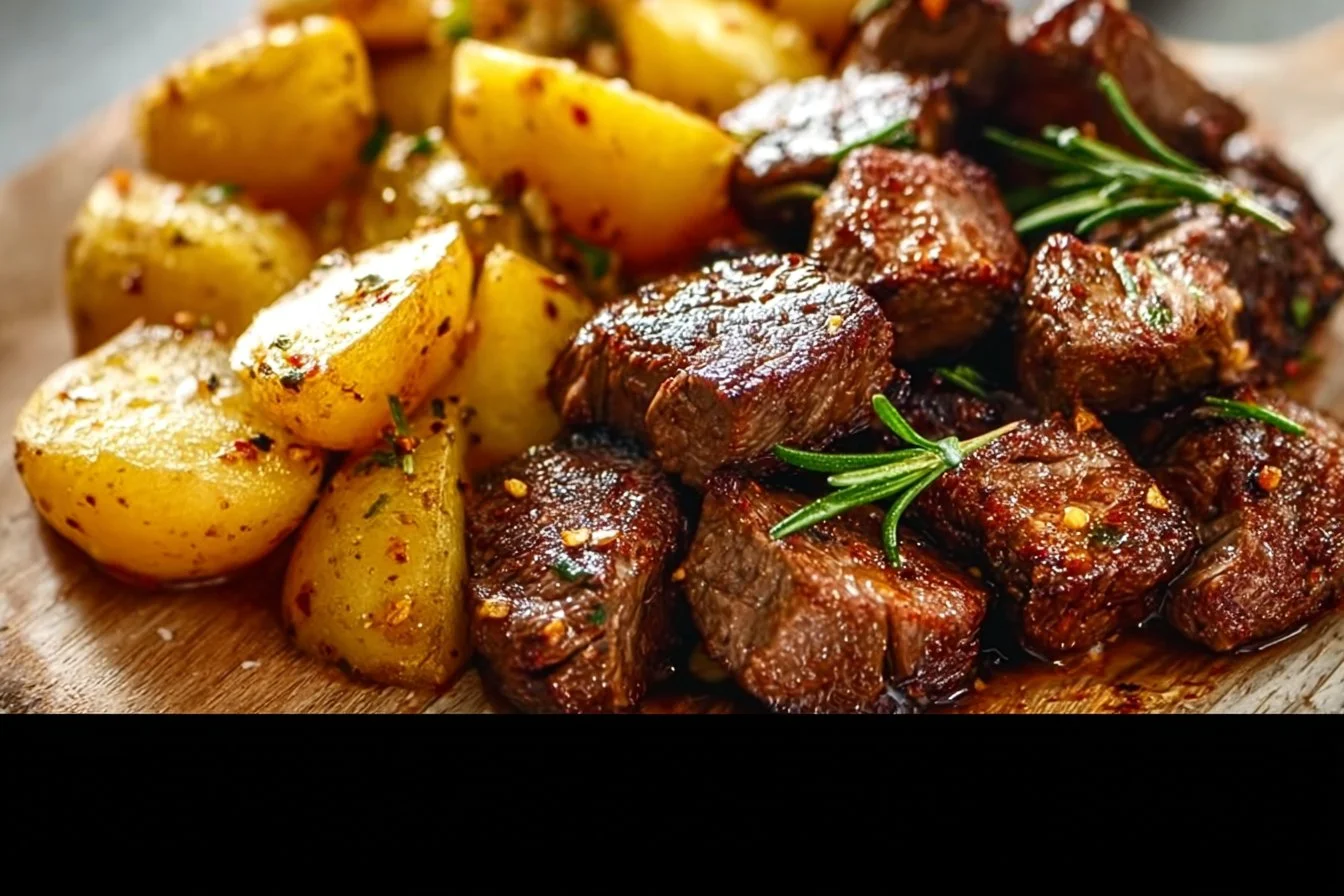 Garlic Steak Bites and Potatoes