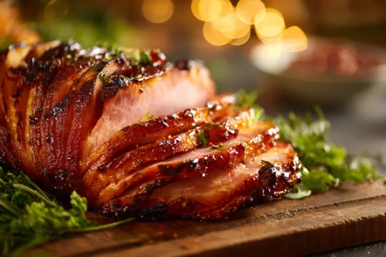 Delicious glazed ham ready to be served for a festive meal