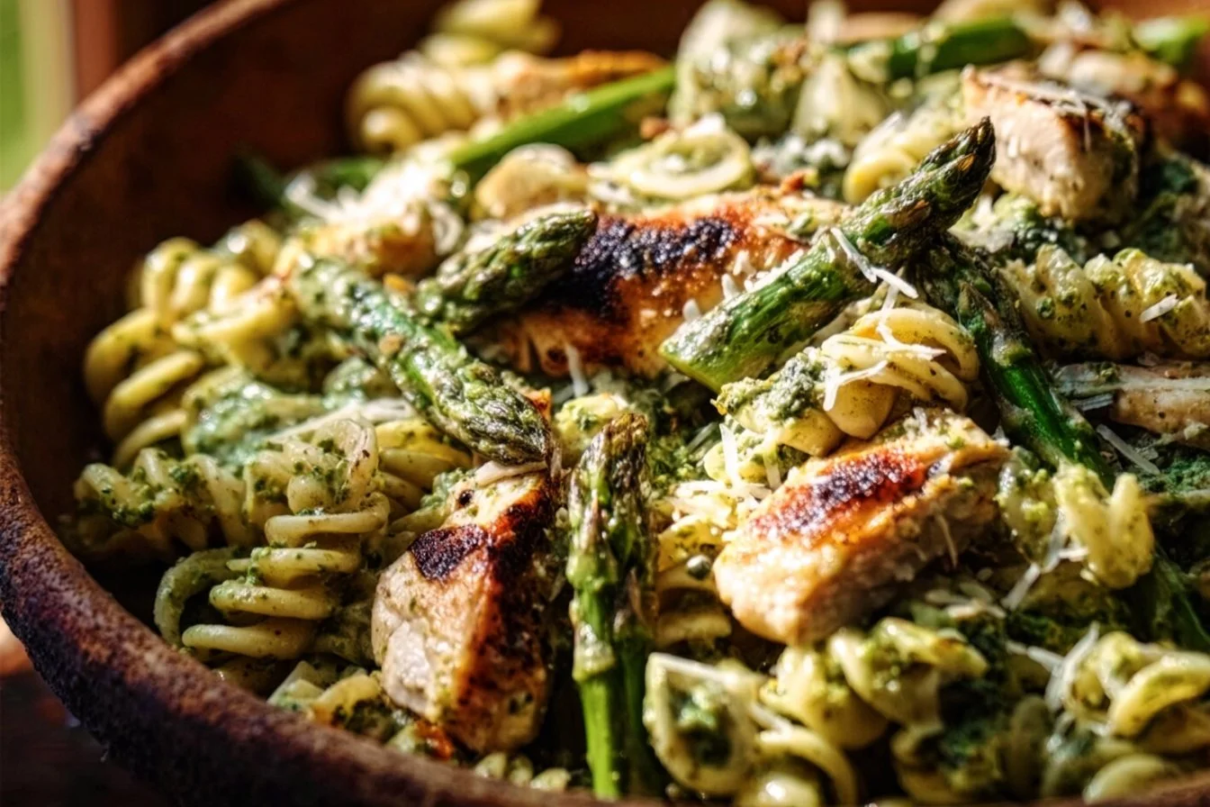 Grilled Chicken and Asparagus Pesto Pasta