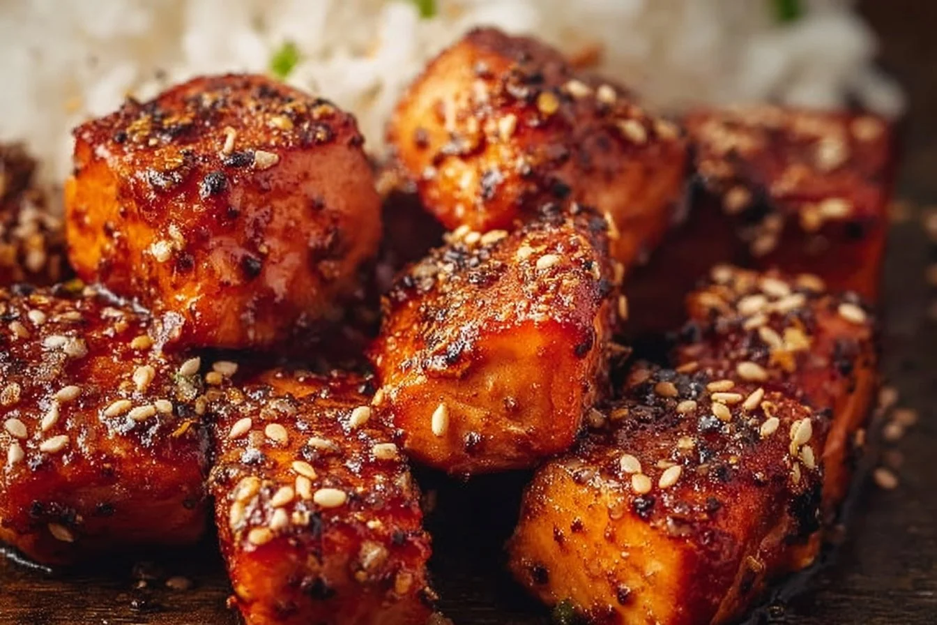 Honey Garlic Salmon Bites