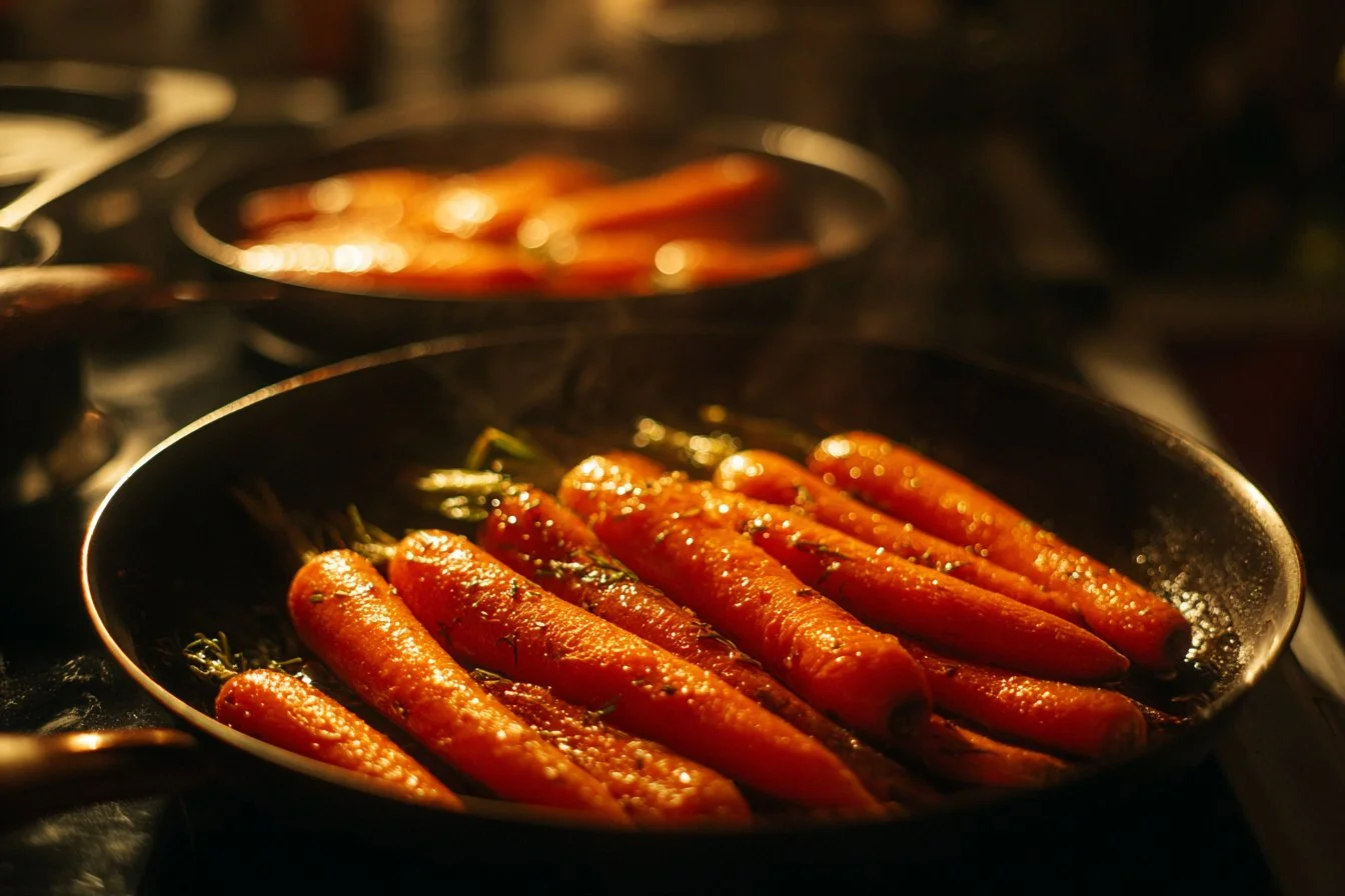 Delicious honey roasted carrots glazed with honey and herbs