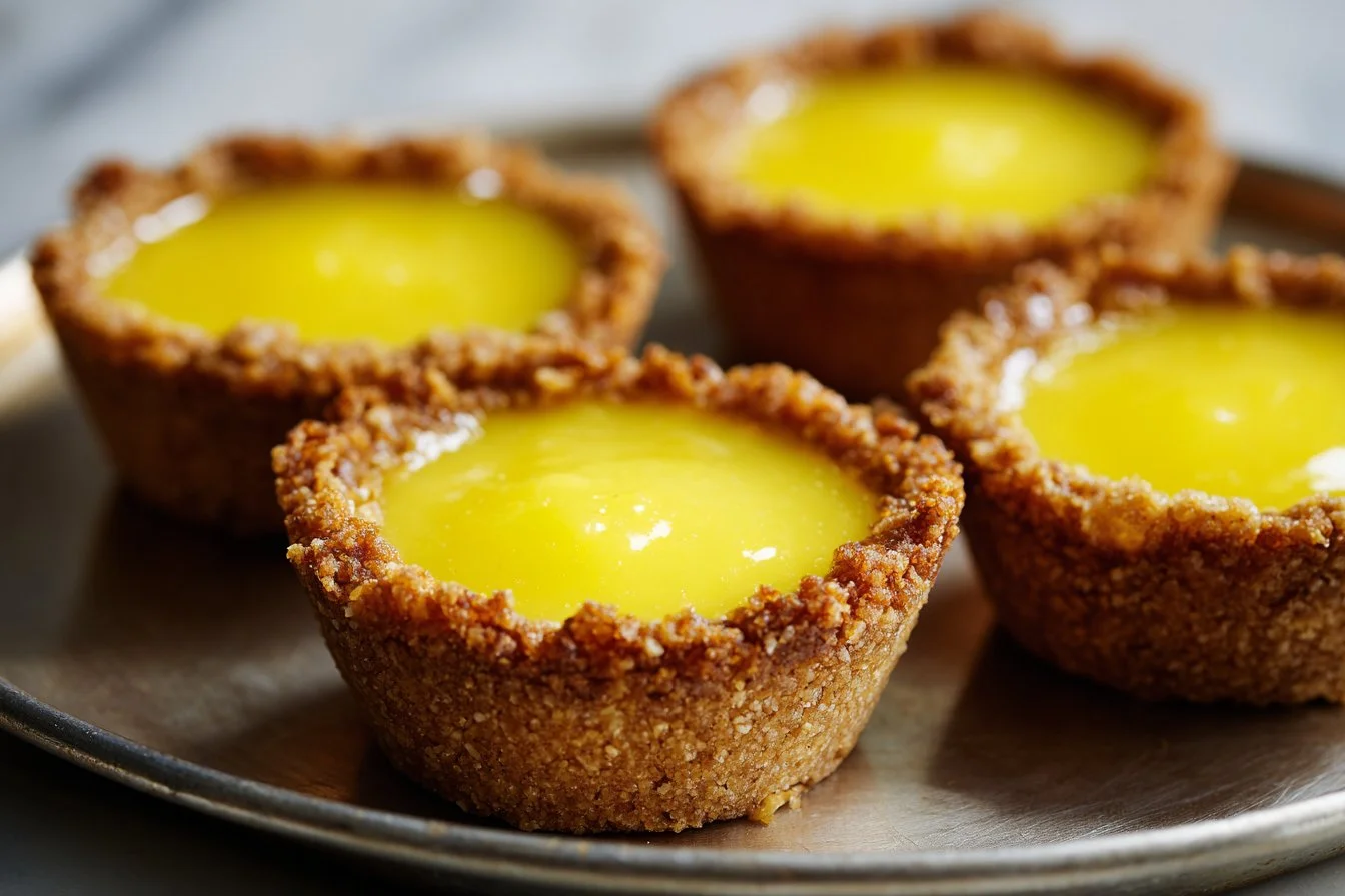 Lemon bar cookie cups topped with zesty lemon frosting.