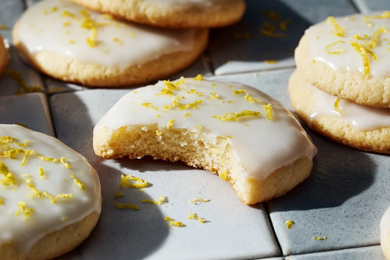 Delicious homemade lemon cookies on a decorative plate