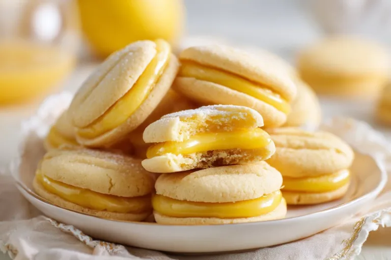 Freshly baked lemon curd cookies with a zesty flavor and a soft texture.