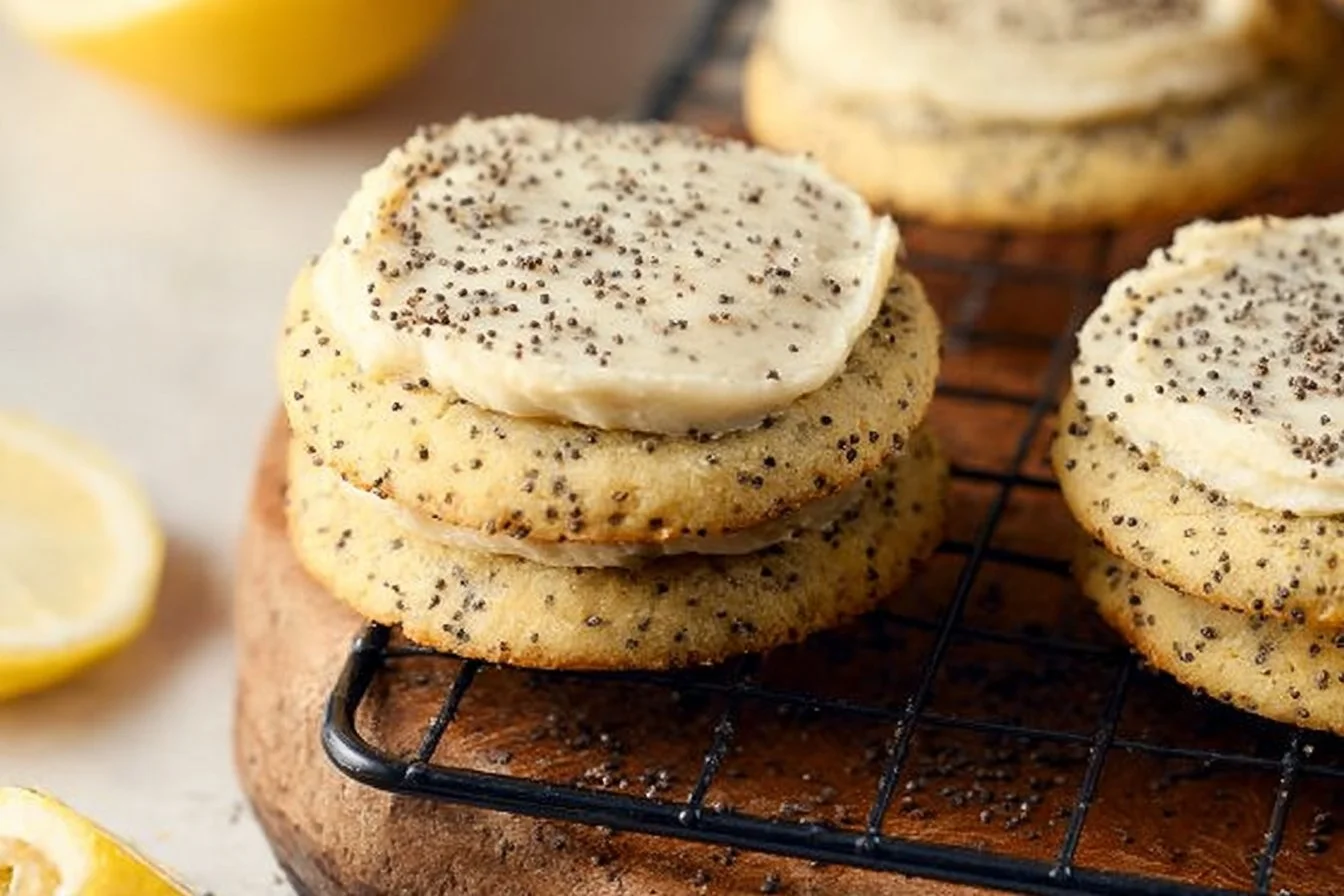 Lemon Poppy Seed Cookies with Cheesecake Frosting