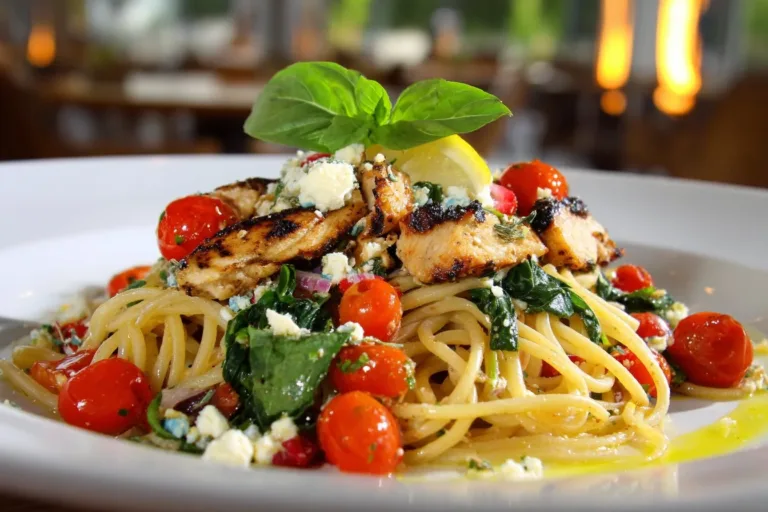 Delicious Mediterranean Pasta with fresh vegetables and herbs