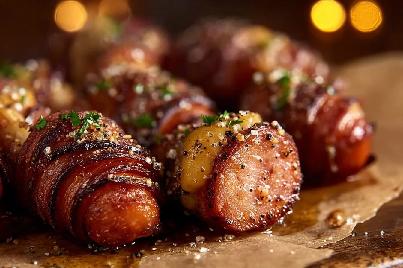 Mustard Hasselback Kielbasa Bites