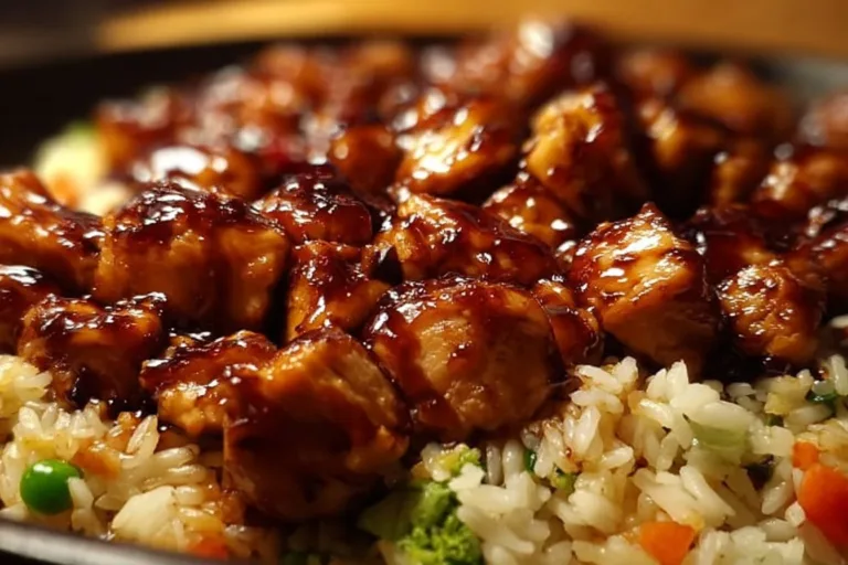 One-Pan Honey BBQ Chicken Rice dish served on a plate with garnishes