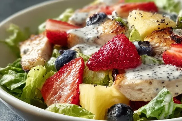 Panera's refreshing strawberry poppyseed salad with strawberries and poppyseed dressing