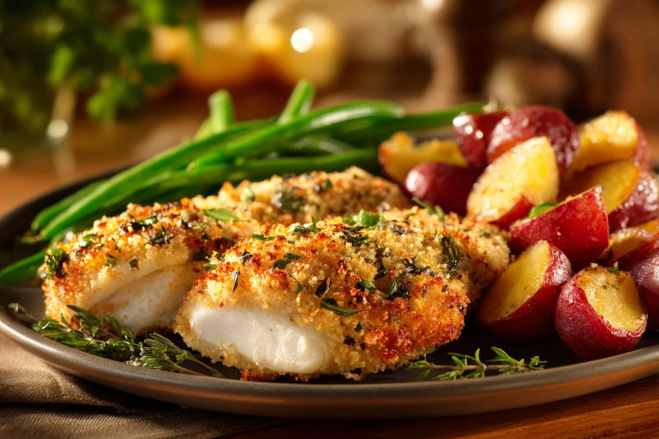 Parmesan Crusted Chicken Sheet Pan Dinner with vegetables