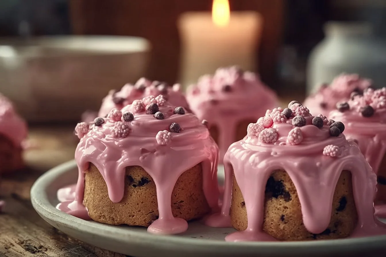 Pink Cookie Dough Mini Cakes