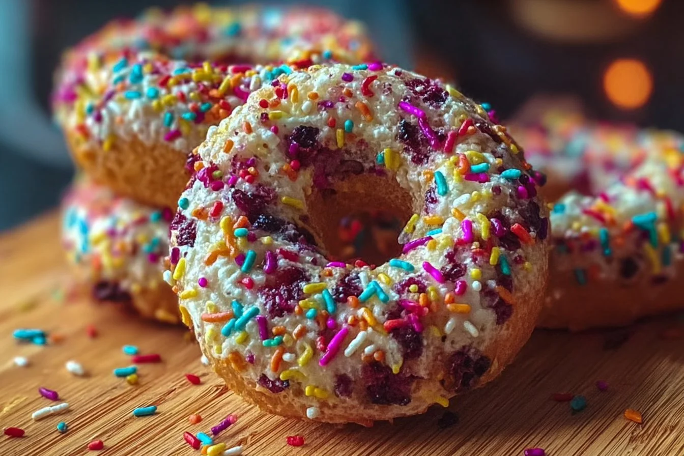 Rainbow Sprinkle Protein Bagels