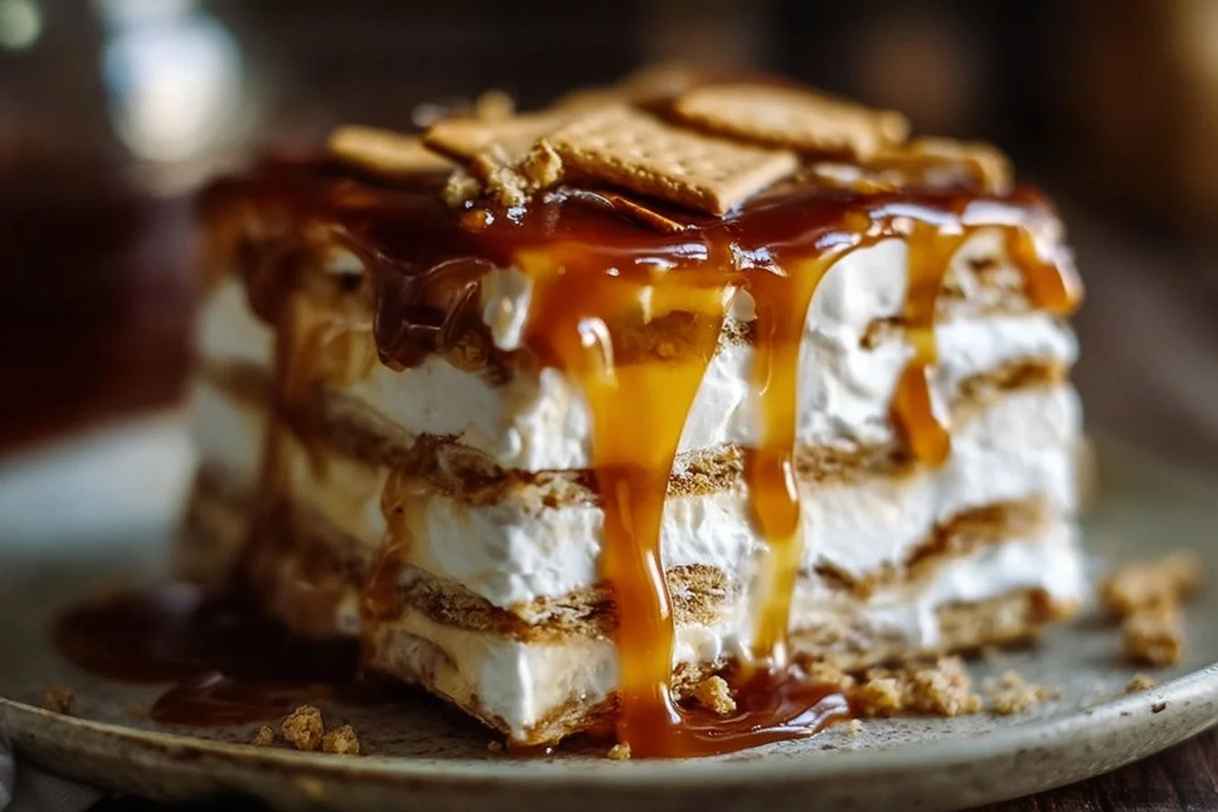 Ritz Cracker Salted Caramel Icebox Cake