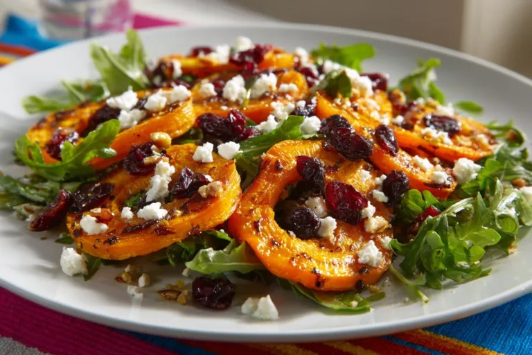 Colorful roasted carrot salad with honey, herbs, and mixed greens.
