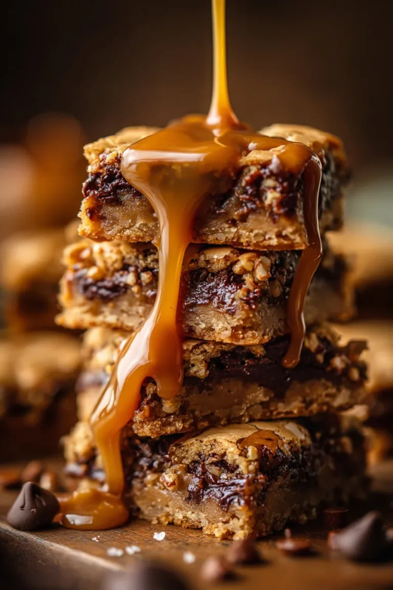 Delicious salted caramel pretzel blondies topped with sea salt