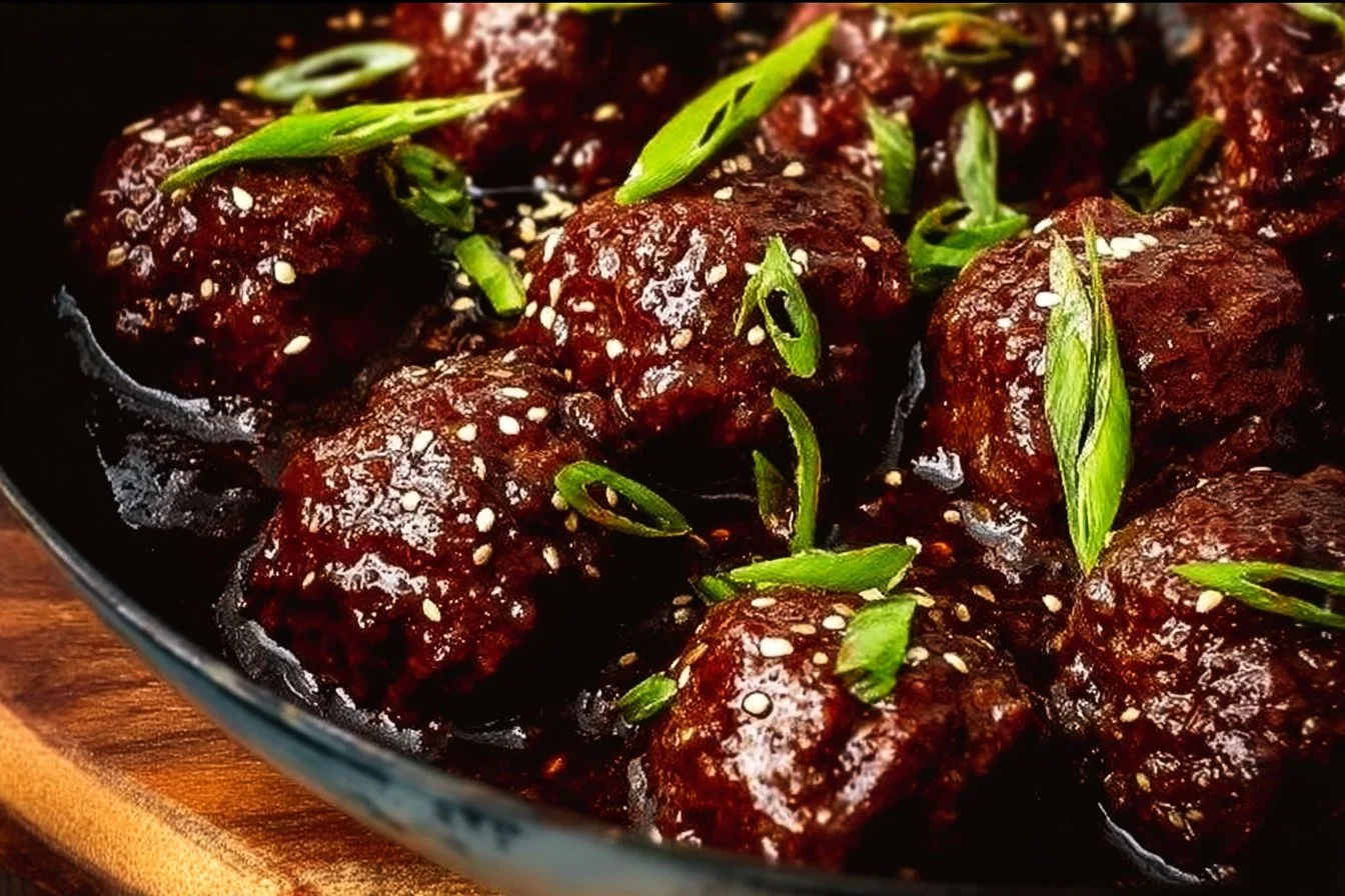 Sticky Mongolian Beef Meatballs